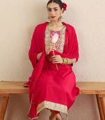 Women Ethnic Motifs Embroidered Regular Kurta with Trousers & Dupatta