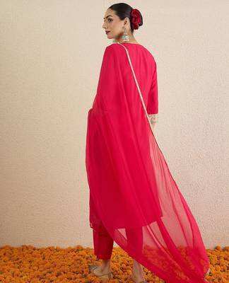 Women Ethnic Motifs Embroidered Regular Kurta with Trousers & Dupatta 6