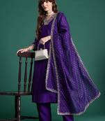 Ethnic Motifs Embroidered Thread Work Kurta With Trousers & Dupatta