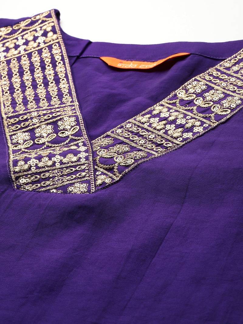 Ethnic Motifs Embroidered Thread Work Kurta With Trousers & Dupatta