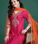 Ethnic Motifs Regular Kurta with Trousers & Dupatta