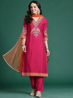 Ethnic Motifs Regular Kurta with Trousers & Dupatta 5