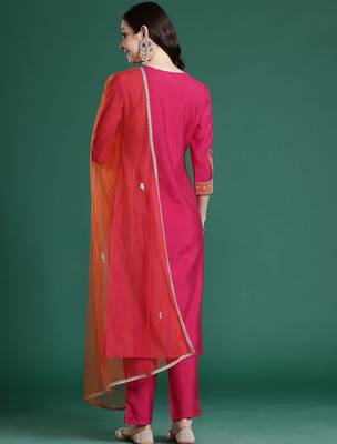 Ethnic Motifs Regular Kurta with Trousers & Dupatta 6