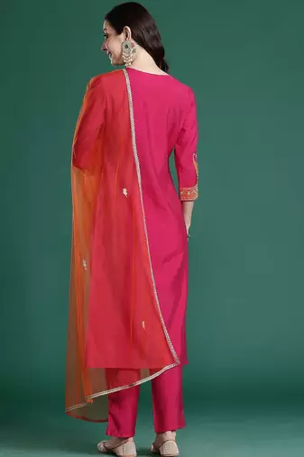Ethnic Motifs Regular Kurta with Trousers & Dupatta