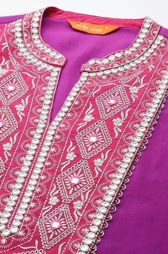 Women Ethnic Motifs Embroidered Pleated Mirror Work Kurta with Trousers