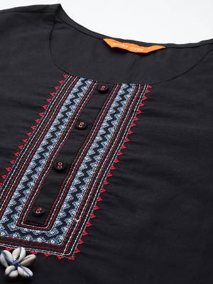Embroidered Regular Beads & Stones Pure Cotton Kurta with Trousers & With Dupatta 2