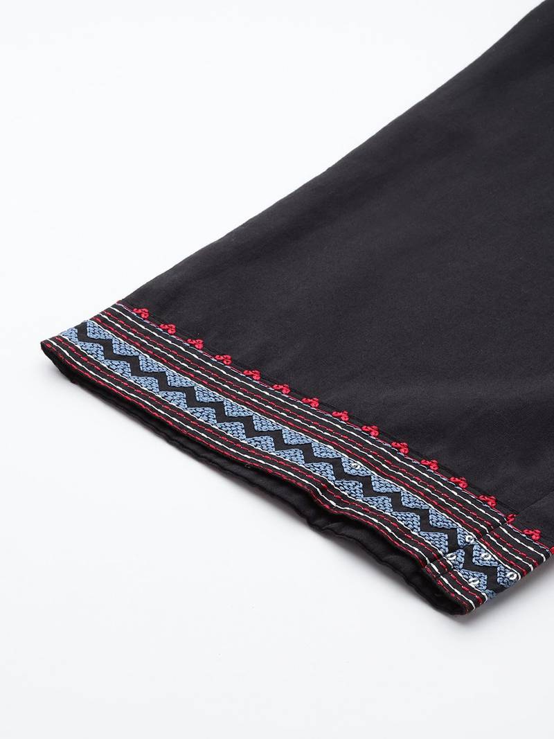 Embroidered Regular Beads & Stones Pure Cotton Kurta with Trousers & With Dupatta