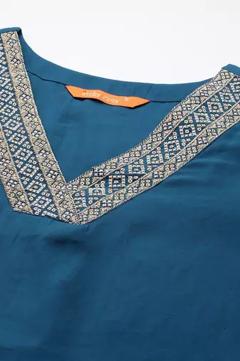 Embroidered Sequinned Kurta with Trousers & With Dupatta