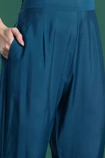 Embroidered Sequinned Kurta with Trousers & With Dupatta
