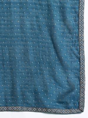 Embroidered Sequinned Kurta with Trousers & With Dupatta 4
