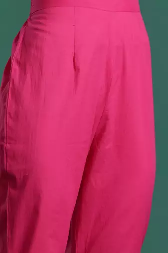 Ethnic Motifs Printed Panelled Thread Work Pure Cotton Kurta with Trousers