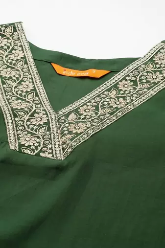 Floral Embroidered Sequinned Kurta with Trousers & With Dupatta