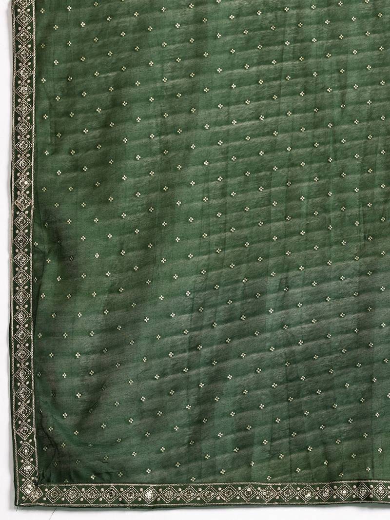 Floral Embroidered Sequinned Kurta with Trousers & With Dupatta