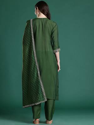 Floral Embroidered Sequinned Kurta with Trousers & With Dupatta 6