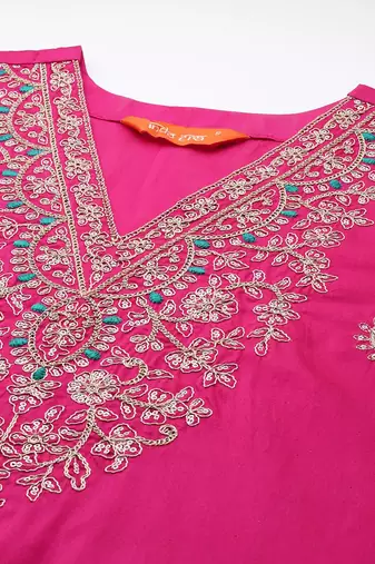 Ethnic Motifs Embroidered Sequinned Kurta with Trousers & With Dupatta