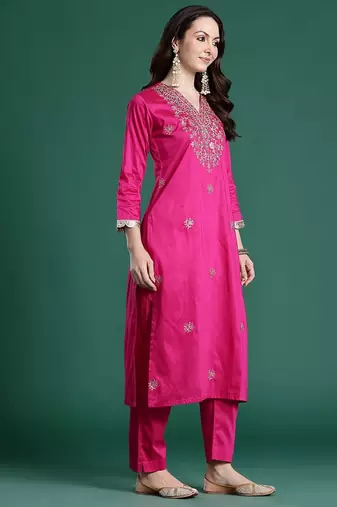 Ethnic Motifs Embroidered Sequinned Kurta with Trousers & With Dupatta
