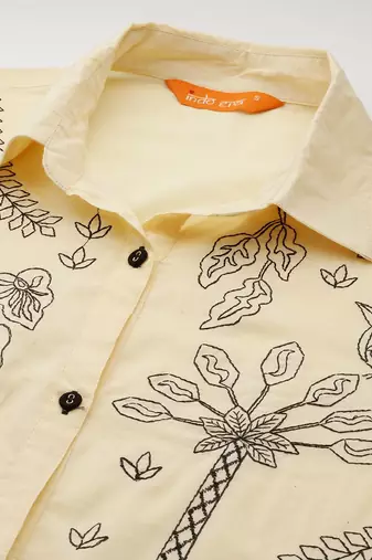Ethnic Motifs Embroidered Thread Work Pure Cotton Kurta with Trousers