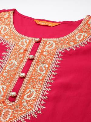 Ethnic Motifs Embroidered Zari Kurta with Trousers & With Dupatta 2