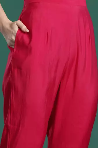 Ethnic Motifs Embroidered Zari Kurta with Trousers & With Dupatta