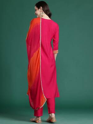 Ethnic Motifs Embroidered Zari Kurta with Trousers & With Dupatta 6