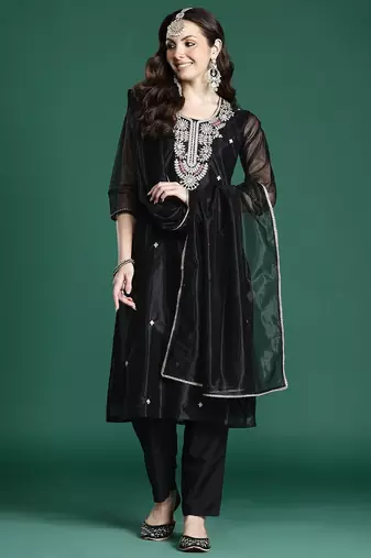 Ethnic Motifs Embroidered Kurta with Trousers & Dupatta