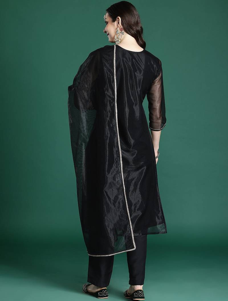 Ethnic Motifs Embroidered Kurta with Trousers & Dupatta
