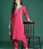 Ethnic Motifs Embroidered Regular Kurta with Trousers