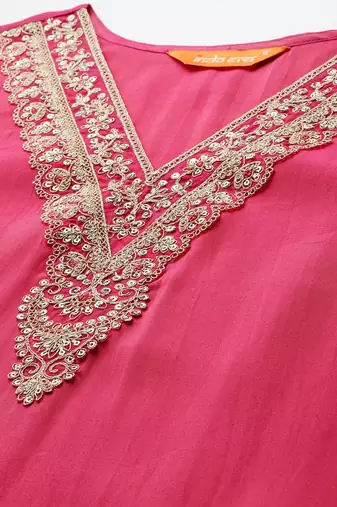 Ethnic Motifs Embroidered Regular Kurta with Trousers