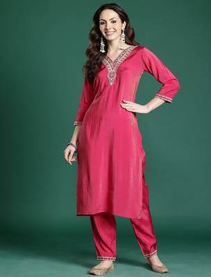 Ethnic Motifs Embroidered Regular Kurta with Trousers 4