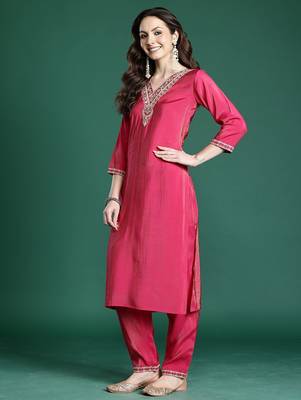 Ethnic Motifs Embroidered Regular Kurta with Trousers 5