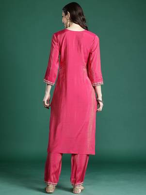 Ethnic Motifs Embroidered Regular Kurta with Trousers 6