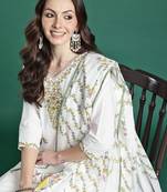 Floral Embroidered Pure Cotton Kurta with Trousers & Dupatta