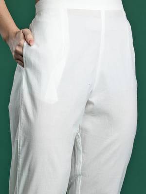 Floral Embroidered Pure Cotton Kurta with Trousers & Dupatta 3