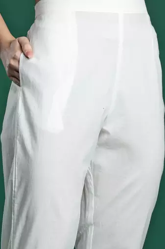 Floral Embroidered Pure Cotton Kurta with Trousers & Dupatta