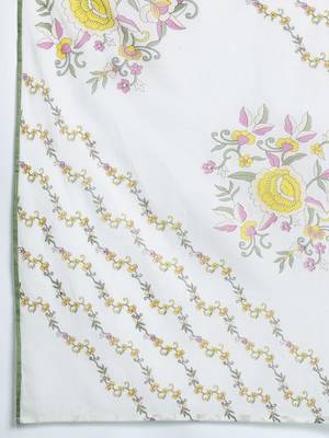 Floral Embroidered Pure Cotton Kurta with Trousers & Dupatta 4