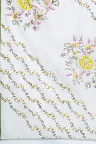 Floral Embroidered Pure Cotton Kurta with Trousers & Dupatta