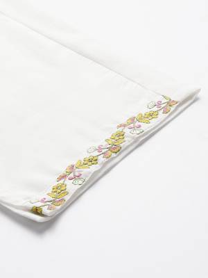 Floral Embroidered Pure Cotton Kurta with Trousers & Dupatta 9