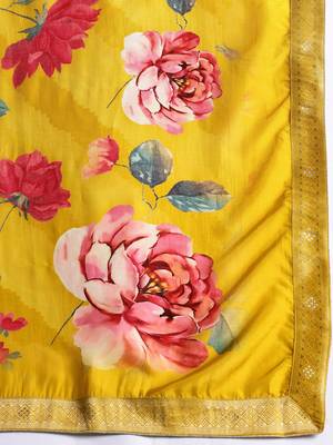 Ethnic Motifs Yoke Design Thread Work Kurta With Trousers & Dupatta 4