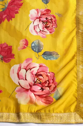 Ethnic Motifs Yoke Design Thread Work Kurta With Trousers & Dupatta