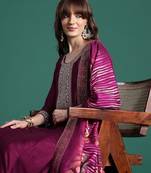 Ethnic Motifs Embroidered Sequinned Kurta with Trousers & With Dupatta