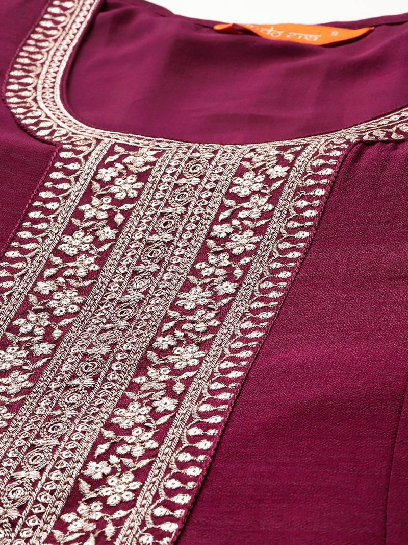 Ethnic Motifs Embroidered Sequinned Kurta with Trousers & With Dupatta