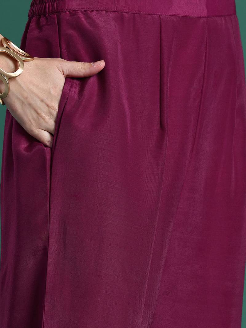 Ethnic Motifs Embroidered Sequinned Kurta with Trousers & With Dupatta