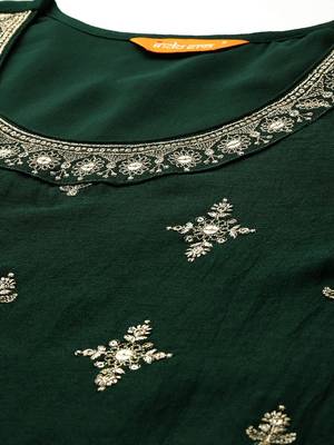 Ethnic Motifs Embroidered Kurta with Trousers & Dupatta 2