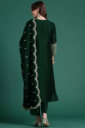 Ethnic Motifs Embroidered Kurta with Trousers & Dupatta