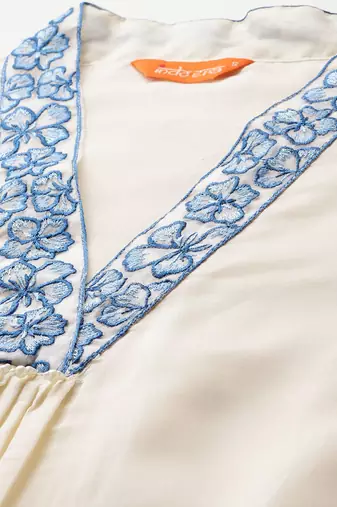 Floral Embroidered Kurta with Trousers & Dupatta
