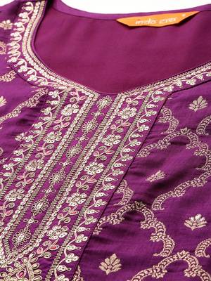 Embroidered Regular Kurta With Trousers & Dupatta 2