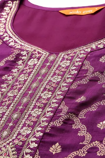 Embroidered Regular Kurta With Trousers & Dupatta