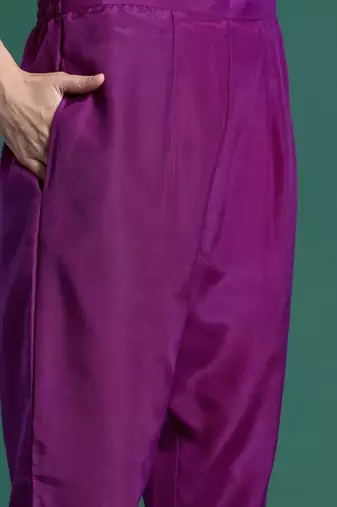 Embroidered Regular Kurta With Trousers & Dupatta