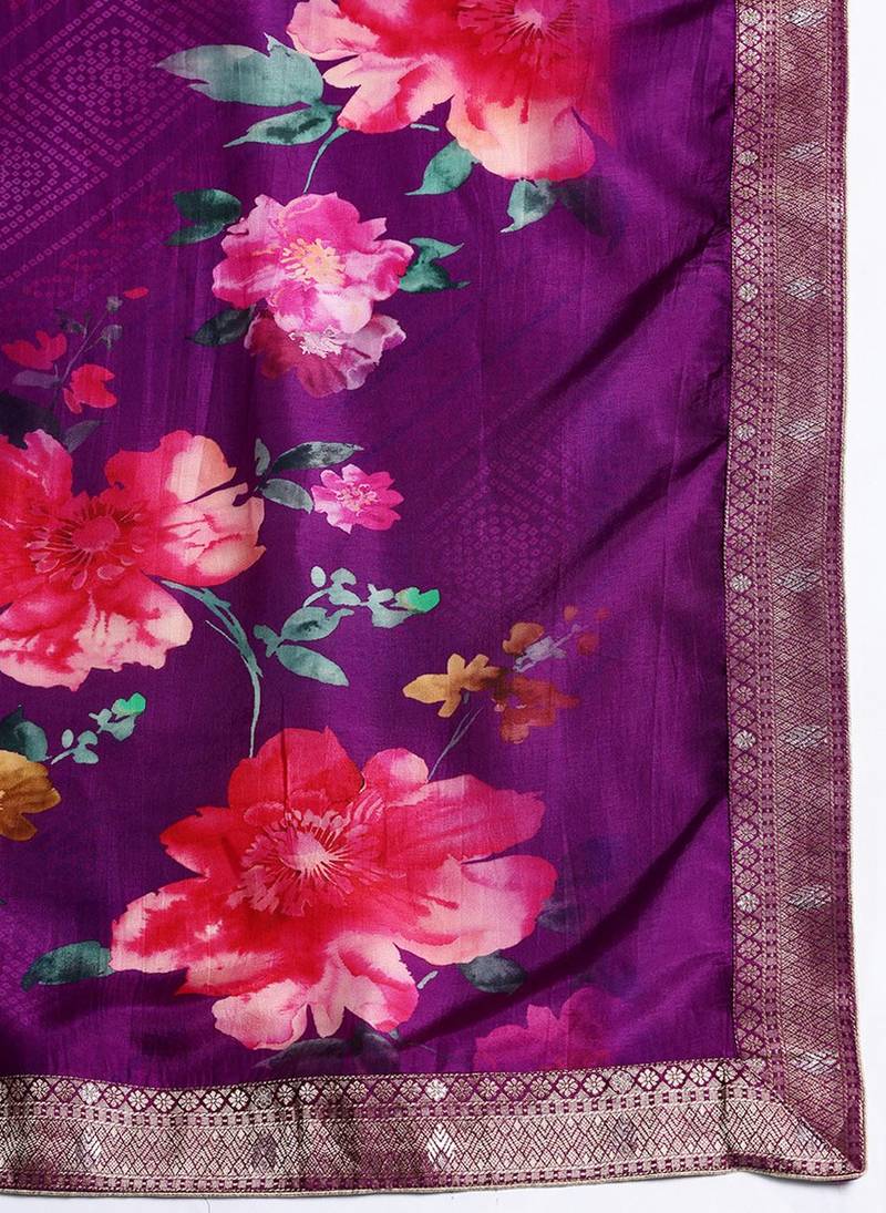 Embroidered Regular Kurta With Trousers & Dupatta