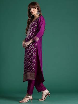 Embroidered Regular Kurta With Trousers & Dupatta 5